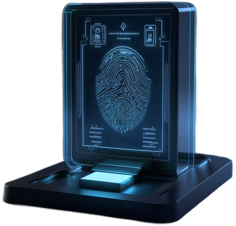 Tablet stand with scanned fingerprint